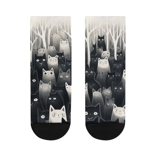Socks for Women Men Black Cats Cotton Sock Breathable Boot Socks Warm Calf Socks for Hiking Work Crew Socks4