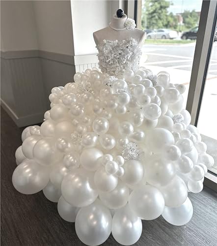 Image of Pearl White Balloons 12 Inch, 60 PCS Clear Latex for Arch, Helium Balloons for Women Birthday Wedding Baby Shower Anniversary Party Decorations