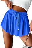 Essrite Womens Fashion Running Skorts Tennis Skirt Lined Drawstring A Line High Waisted Mini Athletic Golf Skorts Skirts Royal Blue XL