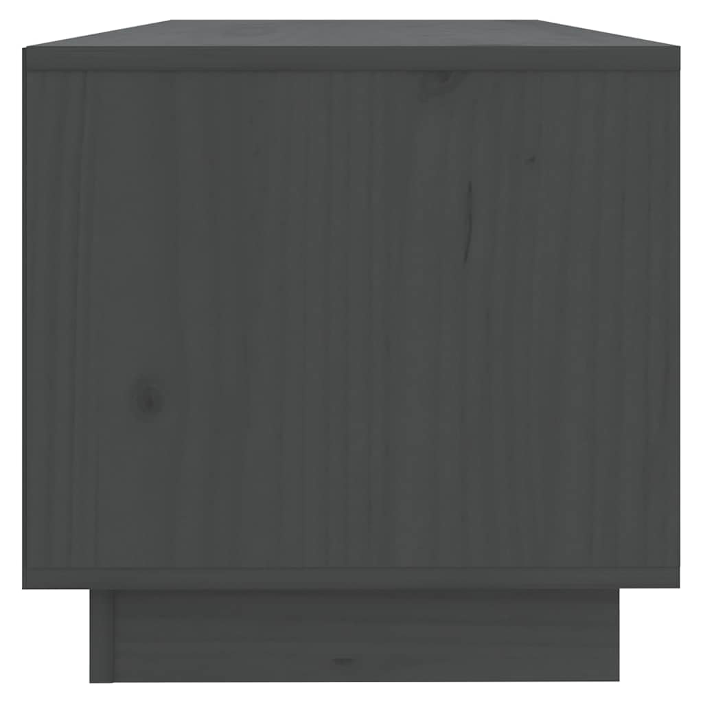 Szafka TV szara z litego drewna sosnowego, 90 x 35 x 35 cm, z miejscem do przechowywania i ruchomym wzorem, do salonu, sypialni, nowoczesna szafka z półką, szufladą i półką na soundbar i do