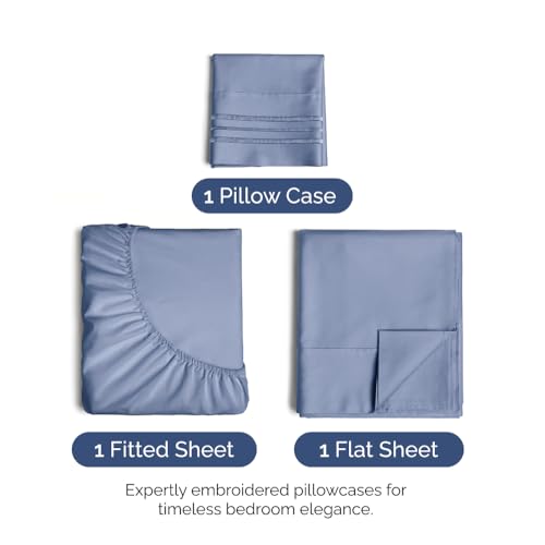 Image of Twin XL Size 3 Piece Sheet Set - Ultra Soft & Cooling Sheets - Dusty Purple | Fits 8 Inch to 16 inch Mattress, Wrinkle Free & Fade Resistant with Deep Pockets, Breathable, Comfy Hotel Luxury Bedding