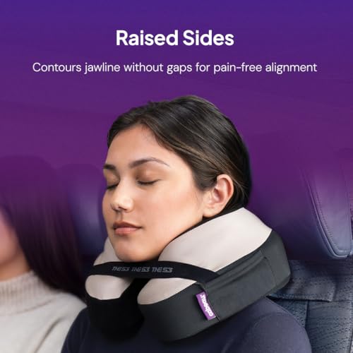 Image of Cabeau TNE S3 Deluxe Luxury Travel Neck Pillow for Airplanes with Patented Seat Strap and Head Hold Technology (Lavender)
