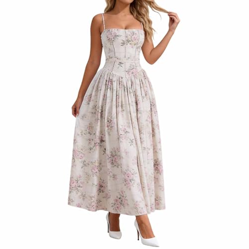 Robe d'été élégante à imprimé floral bohème avec fente latérale et poches