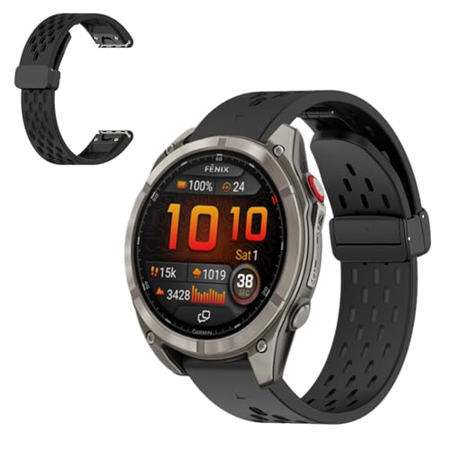 Garmin fenix 8 Pro 用 バンド 時計バンド 防水時計替えベルト シリコン製 交換ベルト SpinoArmor 通気 柔らかい 防水 軽量 耐衝撃 防汗 男女兼用 付け替え簡単(ブラック)