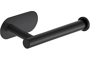 1 Pack Adhesive Toilet Roll Holder Stand - Matte Black SUS304 Stainless Steel