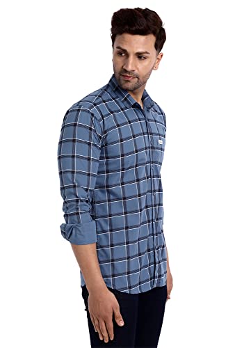 Image of Majestic Man Slim Fit Cotton Casual Check Shirt for Men
