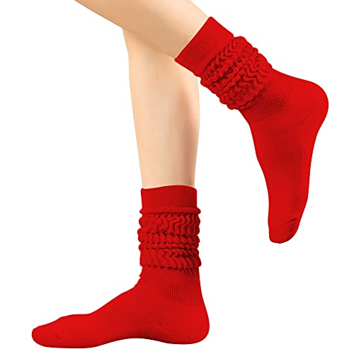 Image of DOOVID Slouch Knee High Cotton Long Scrunch Boot Socks for Women