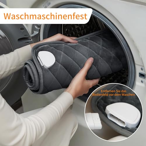 Heizkissen mit Abschaltautomatik, 80 x 40cm Wärmekissen mit 6 Temperaturstufen, Extra großes elektrisches Heizkissen für Rücken, Nacken, Schulter, Bauch und Knie, Maschinenwaschbar