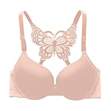 Reggiseno sexy da donna a forma di Y, bella schiena gather pizzo lucido, beige., 42