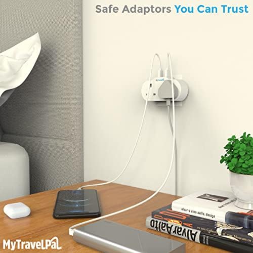 UK to Europe Travel Adapter With USB & USB-C | MyTravelPal® 2 Way European Travel Adaptor Plug | Double UK to EU Plug Adapter For Germany France Spain Portugal Iceland Greece & More