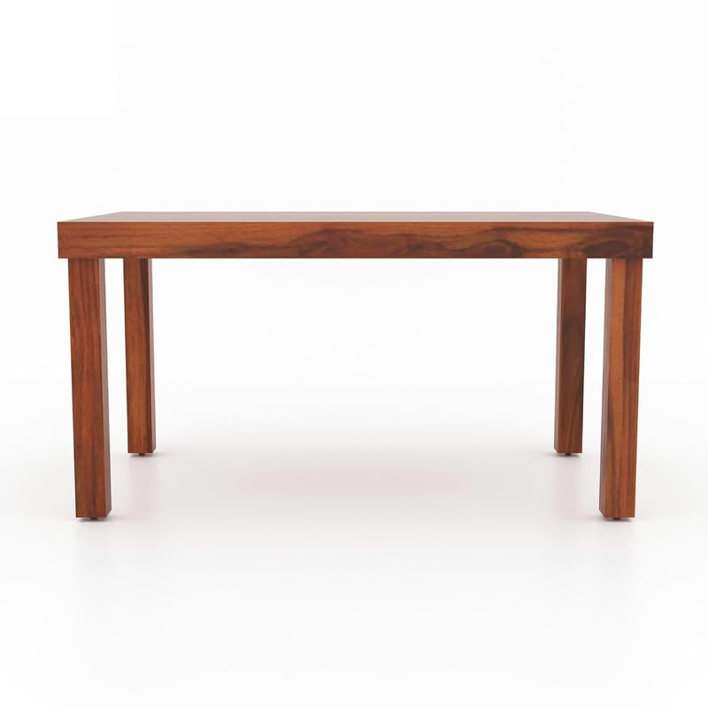 Image of Furniture Solid Sheesham Wood 6 Seater Dining Table Set with 4 Cushioned Chairs and Bench | Wooden Six Seater Dinner Table Set for Living Room, Kitchen, Dining Area and Home (Honey Finish)