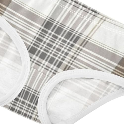 Beige Tartan Plaid Girls' Panties Training Breathable Underwear for Baby Girls in Sizes 2T,3T, 4T, 5T, 6Y and 8Y4