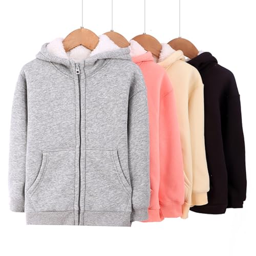 Warm Fleece Coat 2024 New Toddler Little/big Kids Boys Girls Winter Warm Thickened Classic Hoodie Jacket Solid Coat4