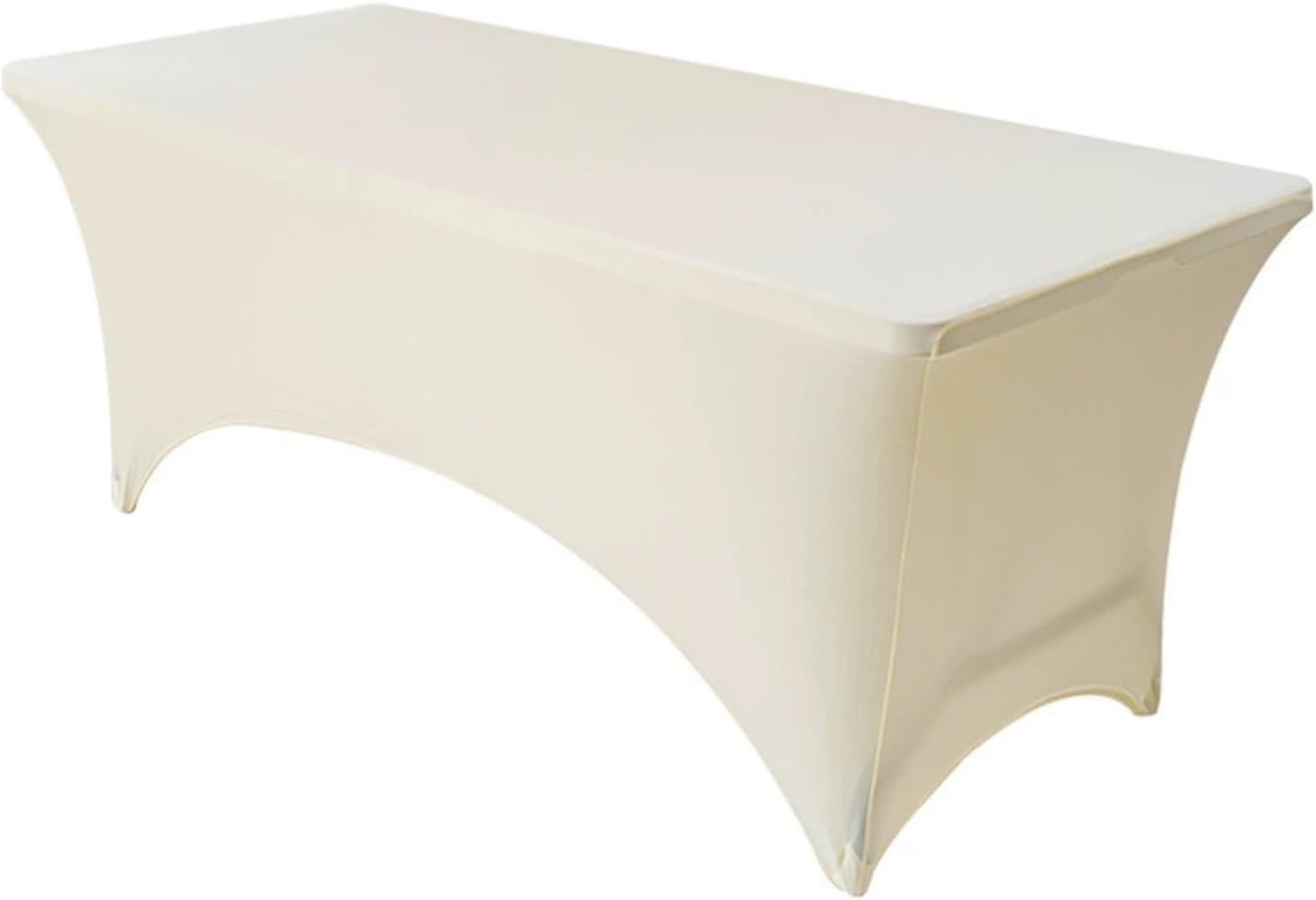 KIJyfgTR Spandex Rectangular Tablecloth, Designed For Weddings And Birthdays, Fitted Style(Milky White,6FT 183x76cm)