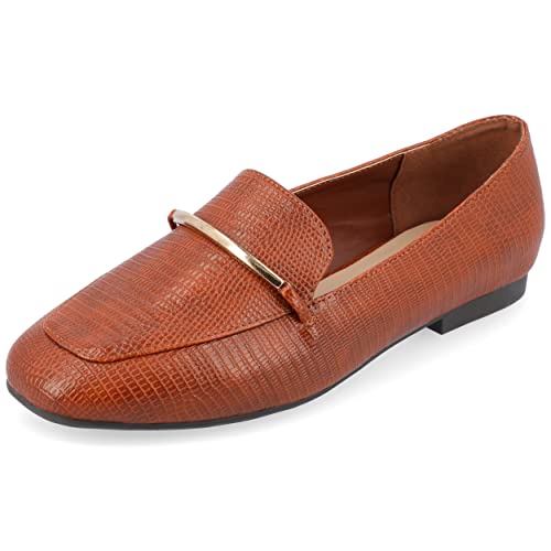 Image of Journee Womens Loafer Flat Notched Topline Square Toe Slip-On Block Heel - Wrenn Casual Dress Shoe