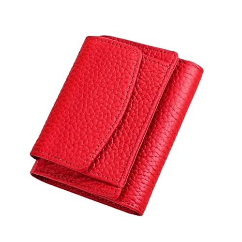 Small Wallet for Women Genuine Leather Mini Wallet RFID Blocking Card Holder Ladies Purse Red small for women