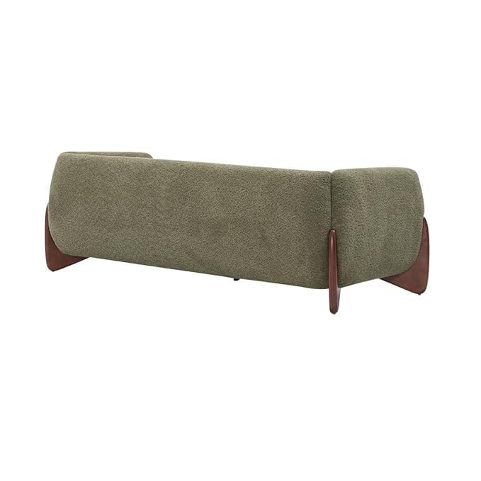 Image of Upholstered 3 Seater Sofa Three Seater Sofa with Wooden Legs for Living Room Hotels & Offices (Olive Green)