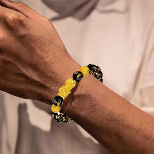 Image of 5 Pcs set Feng Shui Good Luck Bracelets 12mm for Men Women Chinese Fengshui Lucky Bracelet with Pixiu Dragon Charm Attracts Good Luck Wealth Money