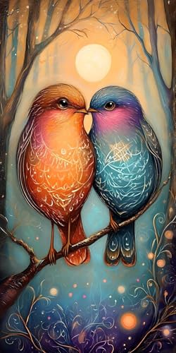 Color Pájaro Pintar por Numeros, Pintar por Numeros Adultos, DIY Kit de Pintura al óleo de Lienzo Niños, con lienzo sin arrugas pinceles y pintura acrílica, Decor para Hogar 40x80cm (Sin Marco) S-44