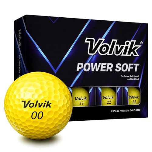 Volvik Powersoft Yellow Golf Balls New for 2025 75 Compression Glossy 2 Piece Single Core High Visibility Yellow 12 Pack