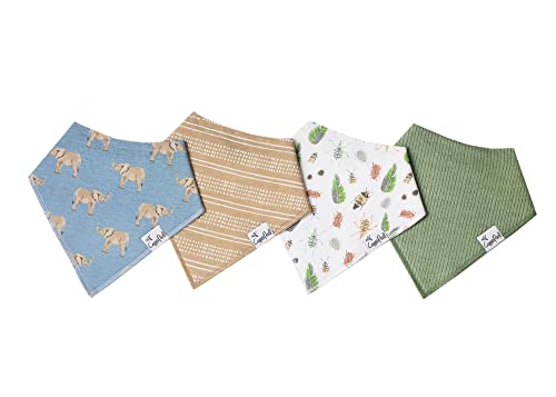Image of Copper Pearl Baby Bandana Bibs - 4 Pack Soft Cotton Baby Bibs for Drooling and Teething, Absorbent Drool Bibs for Baby Girl and Boy, Adjustable to Fit Newborns to Toddlers, Tons of Styles (Peanut)