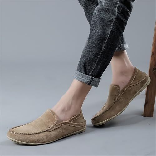 Men's Loafers Solid Color Round Toe Leather Loafer Shoes Slip Resistant Flexible Flat Heel Classic Fashion Slip-ons3
