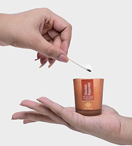 Image of EKAM Chocolate Peppermint Votive Soy Wax Scented Candle, 40 Grams, 10 Hours Burn Time| Long Lasting Premium Candles | Ideal for Home Decor | Gifting & Aromatherapy (Pack of 9)
