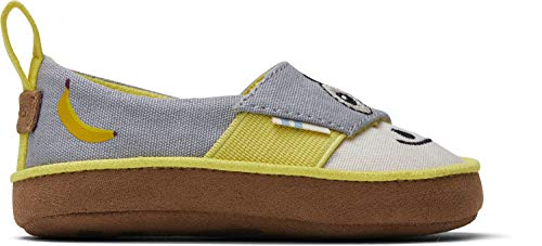 TOMS Kids Pinto (Infant/Toddler) Drizzle Grey Canvas/Monkey Applique 2 Infant M