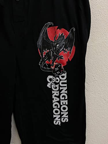 Dungeons & Dragons Game Dragons Attack Mens Black Sleep Pajama Pants2