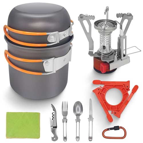 Set de Cocina para Camping KVNIFHS Outdoor Boiler con Estufa Mini y Cuchillo Seahorse