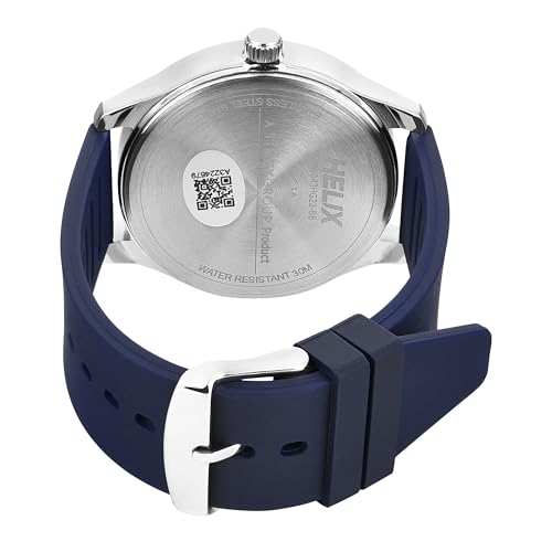 Image of Helix by Timex Analog Watch for Man with Blue Round Dial & Blue Silicone Strap Band Water Resistant Men's Wrist Watches - TW043HG22