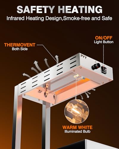 Image of PYY French Fry Warmer - 10.5L Large Food Heat Lamp for Chips Commercial Heat Light Free, Food Warmer Countertop, Standing Warming Dump Station Churros Fried Food, Home, Restaurant, Silver, 500W