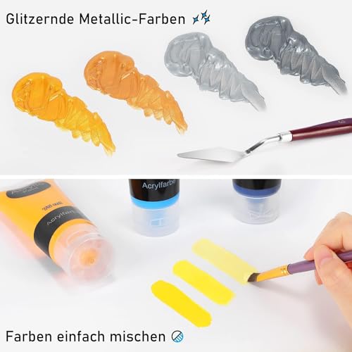 Acrylfarben Ratel Set, 26 Farben Premium Acrylfarbe für Kunstprojekte