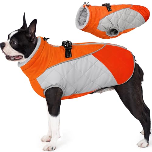 Image of AOFITEE Dog Coat, Dog Winter Coat, Warm Dogs Jacket with Harness Built in