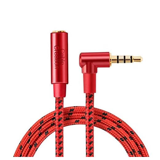 3.5mm Audio Extension Cable, CableCreation 10FT TRRS 4-Conductors Angle Male to Female Audio Stereo Cord with Silver-Plating Copper Compatible with iPhones,Tablets, Sony Beats, PS4 Headset &More