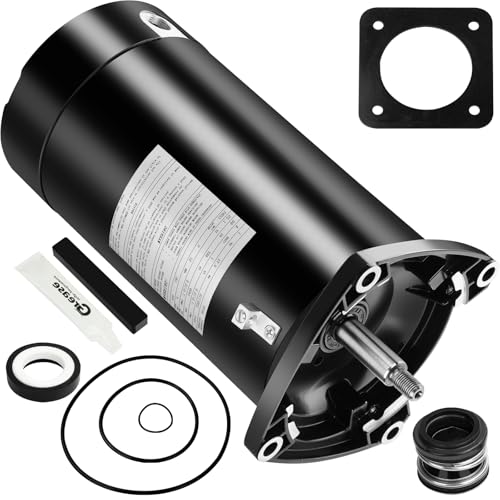 USQ1102 Pool Pump Motor 1HP, 48Y Frame Square Flange, 115/230V, 3450 RPM, 7.6/15.3A, Capacitor Start Single Speed, 1045 Steel Shaft, Fit for AO Smith/Hayward/Sta-Rite/Pentair Pool Pumps ASQ125