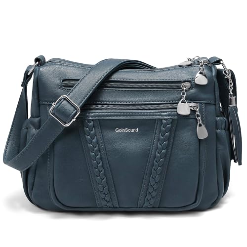 Image of Crossbody Purses for Women Pocketbooks Soft PU Leather Crossbody Bags Multi Pocket Shoulder Bag