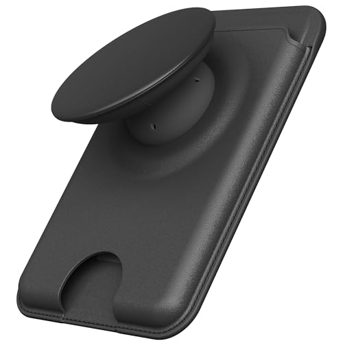 Sinjimoru for MagSafe Phone Grip, Compatible with MagSafe wallet, Soft Magnetic Finger Grip, with 3 Card Holder for iPhone, M-Tap Tok Wallet Black