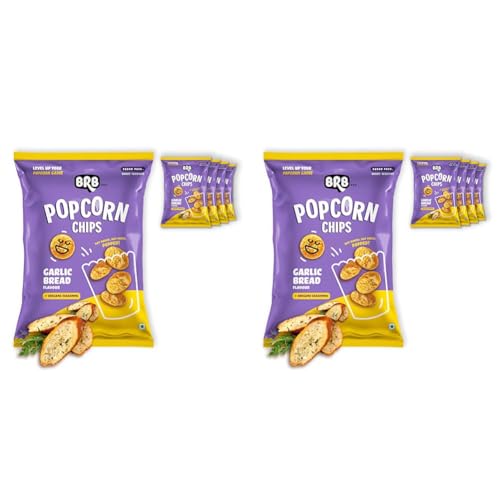 Image of BRB Corn Popped Chips | Popcorn & Nachos Upgraded | 10 Packs X 48 Grams | Garlic Bread Flavour