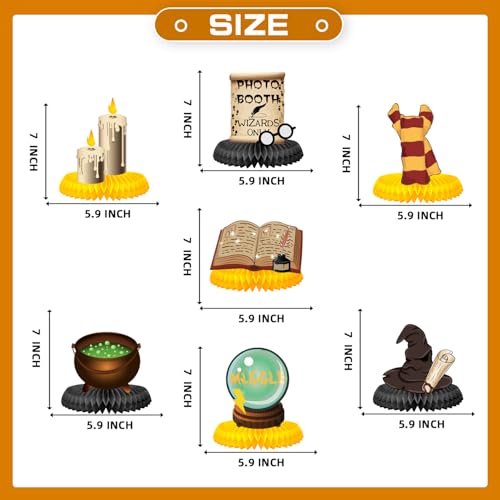 9 Pcs Magical Honeycomb Centerpieces, Wizard Party Supplies Centerpiece Table Decorations Table Toppers, Wizard Party Table Sign, Perfect for Magical Wizard Themed Party, Birthday, Halloween