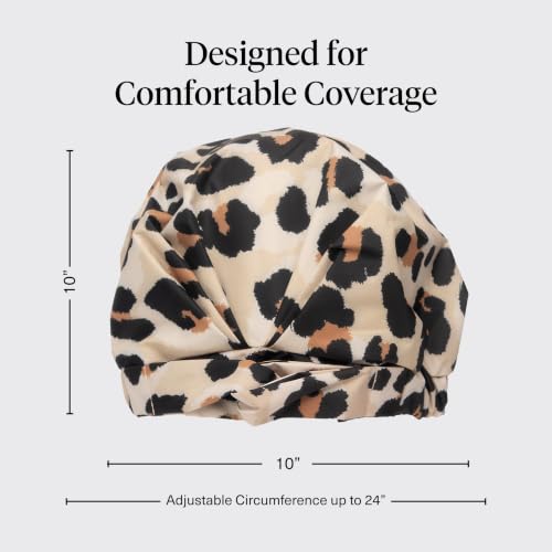 Image of Kitsch Luxury Large Shower Cap for Women - Leopard | Shower Caps for Women Reusable Waterproof - Non-slip, Comfortable Quick-dry Hair Shower Cap for All Hair Types