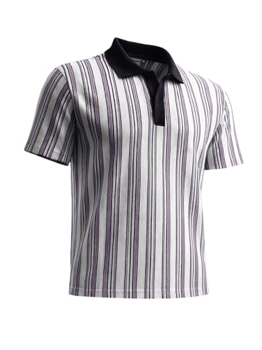 Image of The Indian Garage Co Men Boxy Fit Half Sleeves Vertical Striped Polo T-Shirt
