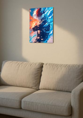 Image of NIJUKA Anime Printed A4 Size Metal sheet Poster For Home And Room Decoration | For Anime Art Fans Boys And Girls (Todoroki Hot Cold)