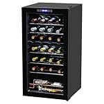 Winado 28-Bottle Dual Zone Compressor Wine Cooler, Freestanding Compact Mini Wine Fridge with Adjustable Temperature, Digital Control & Removable Shelves for Wine Storage