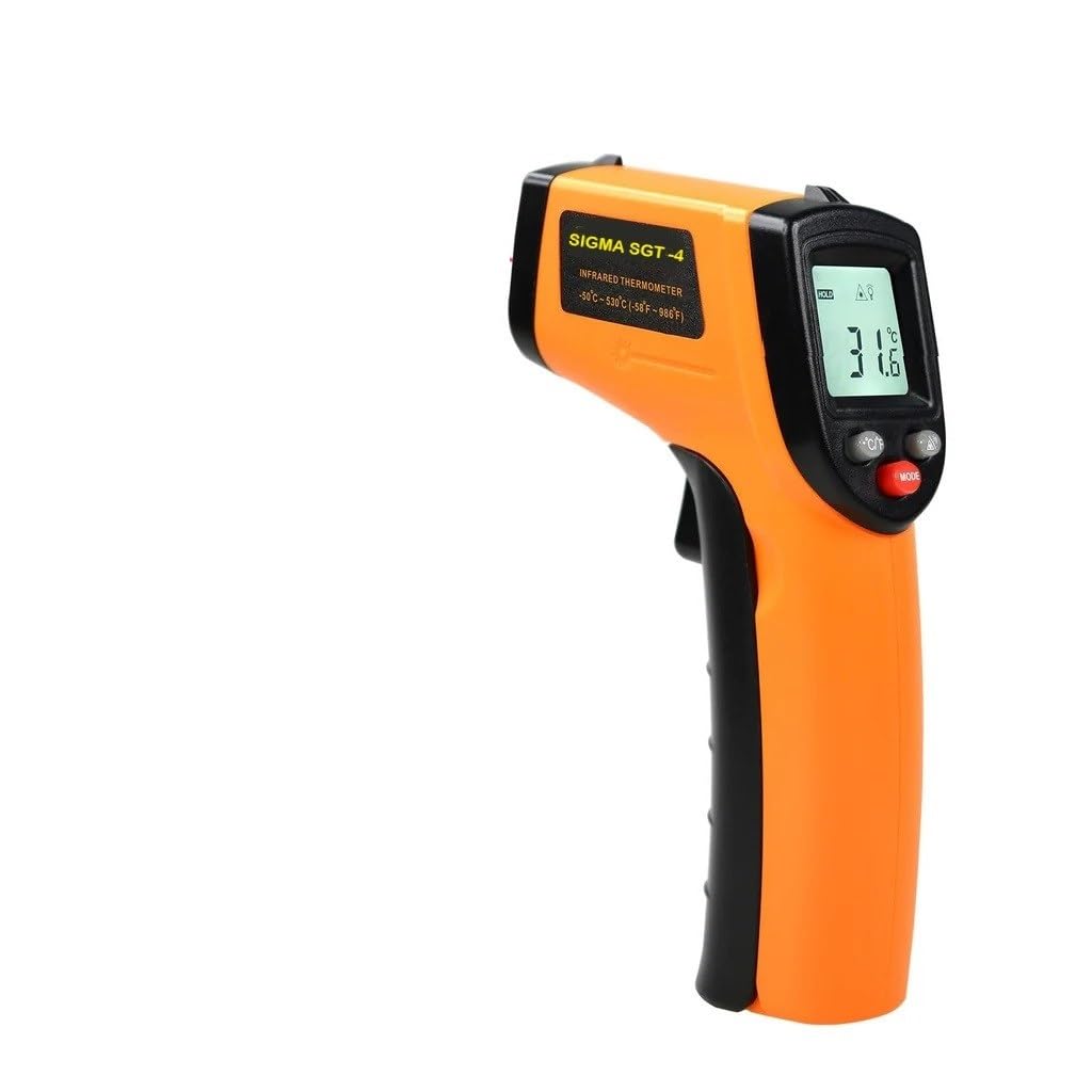 Sigma Instruments Laser Infrared Thermometer Non-Contact Digital Handheld Temperature Gun With Back Light LCD Display Industrial Thermometer For Industrial, Kitchen Cooking (SRT-4) -50C to 400C