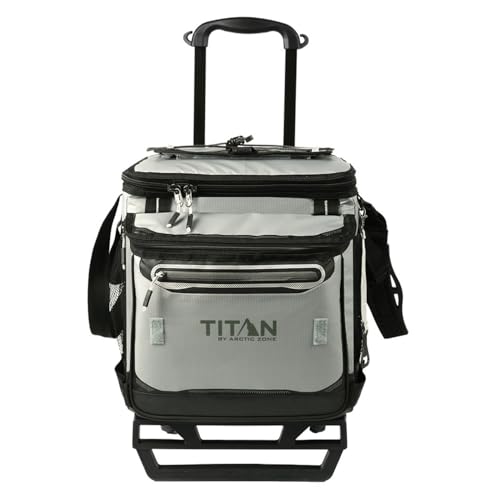 Titan by Arctic Zone Collapsible Wheeled Soft Sided Cooler with Detachable Rolling AT Cart,...