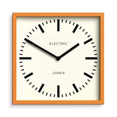 JONES CLOCKS® Box Railway Wall Clock | Square Station Clock | 10 inch | Orange | Cool Designer Look photo JONES CLOCKS® Box Railway Wall Clock | Square Station Clock | 10 inch | Orange | Cool Designer Look