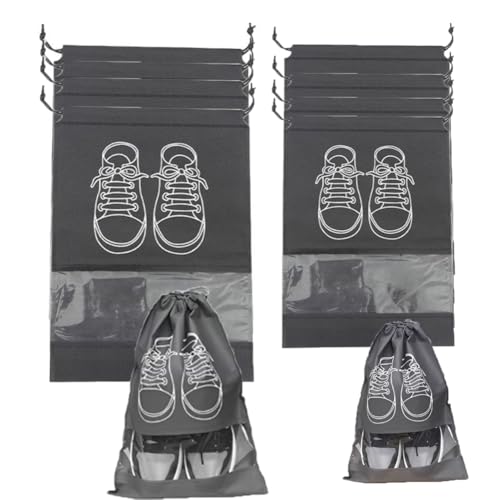 Paquete de 30 Bolsas de Viaje Transparentes para Zapatos con Ventana para almacenar y empacar Bolsas de Zapatos de Viaje Impermeables con cordón, artículos Esenciales de Viaje para h Gris. small30pcs