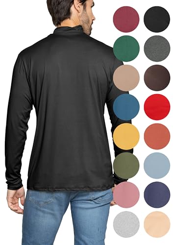 STRETCH IS COMFORT Men’s Oh So Soft Mock Neck Long Sleeve Shirt Perfect for Casual Wear, Stylish, Classic Fit | Small-5X3
