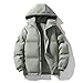 Men's Fashion Thickened Puffer Jacket Winter Stand Collar Loose Coat Quilted Down Alternative Outerwear Unisex (H-gray-green,XX-Large)